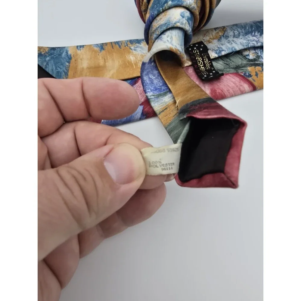 Vintage Wembley Starshine Prints Abstract Painterly Geometric Polyester Tie USA